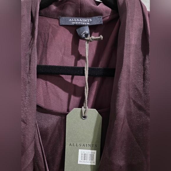 NWT All Saints Abi‎ Sleeve Top Purple Wrap Blouse 4 - Picture 3 of 4
